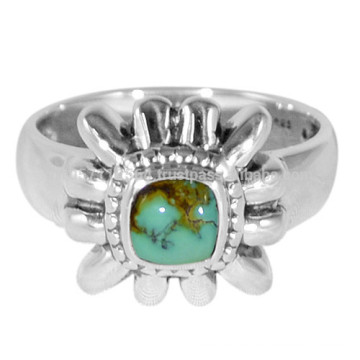 Gemme turquoise tibétaine avec 925 Sterling Designer Stetment Ring pour cadeau